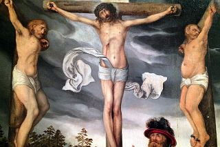12-2 Crucifixion of Christ By Lucas Cranach c1500 Close Up National Museum of Fine Arts MNBA  Buenos Aires.jpg